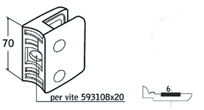 Serravetro RETTANGOLARE 70x55 raggiato (vetro sp. 9,52-17,52mm) con piastrina reggivetro - immagine 4
